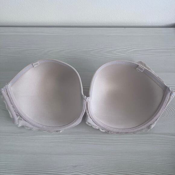 Full Coverage Cream Underwired Strapless Women's Lace Bra Size 38G - Picture 2 of 8